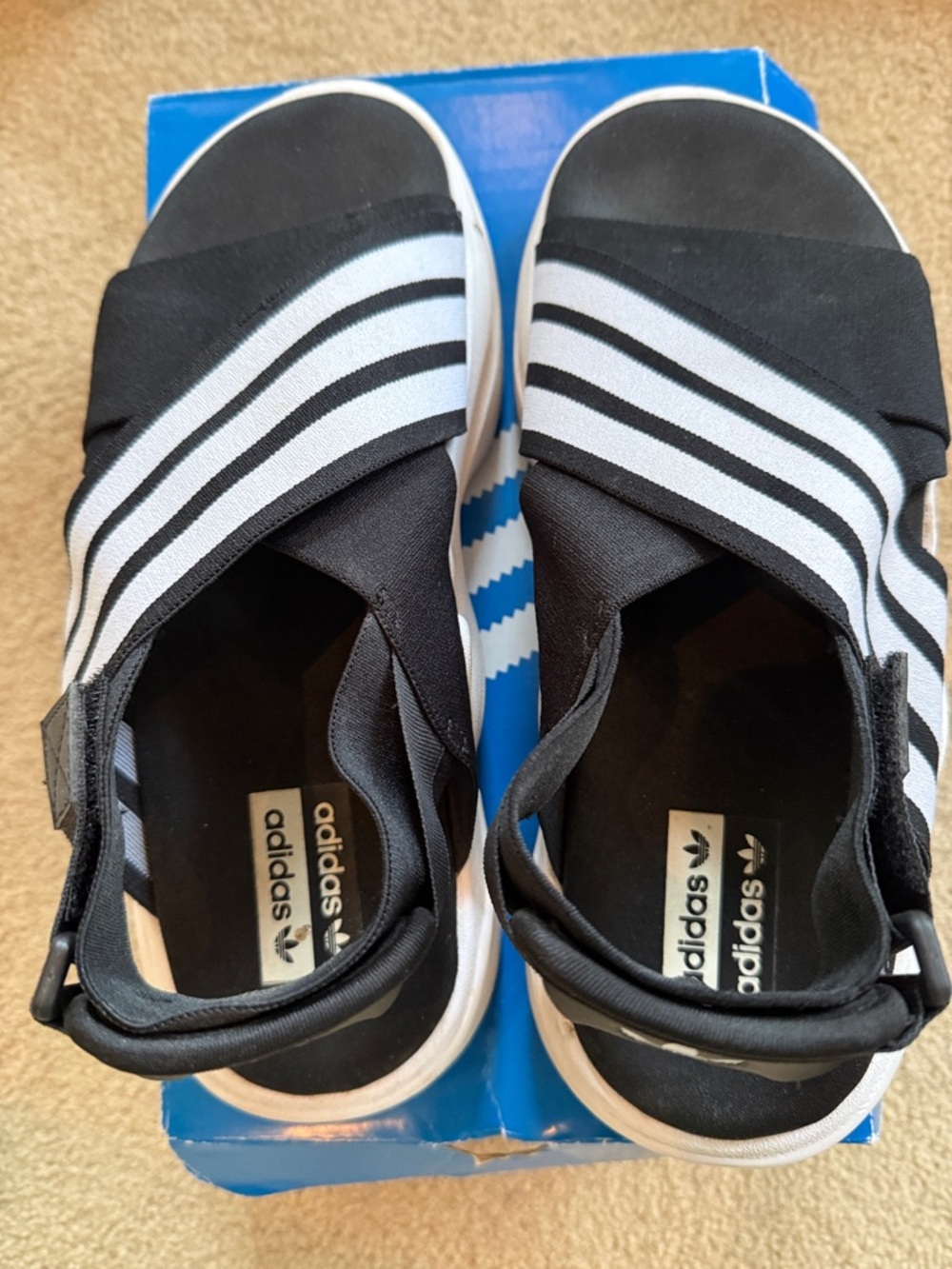 adidas Kids Black & White Crossband Sandals